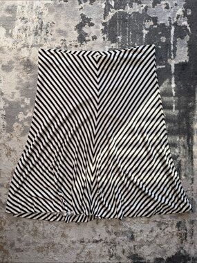 Ann Taylor Black White Cream Silk Blend Chevron A-Line Skirt M